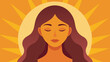 © Justlight - A close up of a womans face eyes closed in meditation with the sunlight casting a warm glow on her skin. Her serene expression conveys a sense