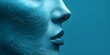 Surreal Digital Portrait of a Contemplative Ethereal Face in Shades of Blue
