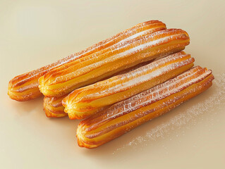 Delicious churros on a light background