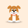 Brown dog sit cartoon. vector illustration.Happy puppy.Alphabet animal concept