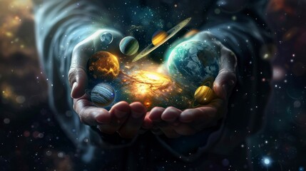 person holding the solar system in their hands in high resolution