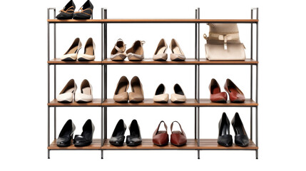 Wall Mural - Modern Tiered Shoe Rack Design on isolated white background