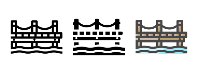 Wall Mural - Multipurpose dock vector icon in outline, glyph, filled outline style. Three icon style variants in one pack.