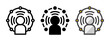 Multipurpose spatial sound vector icon in outline, glyph, filled outline style. Three icon style variants in one pack.