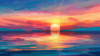 © standret - Illustration of a beautiful colorful sunset over the sea. Wallpaper and background