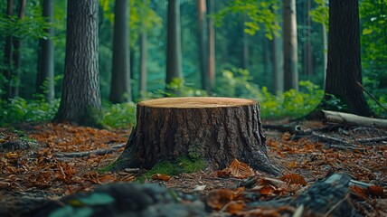 A woodland with already-sawn trees