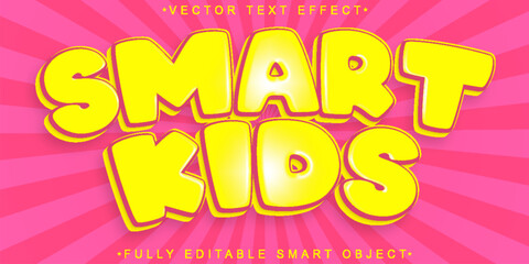 Wall Mural - Orange Cartoon Smart Kid Vector Fully Editable Smart Object Text Effect