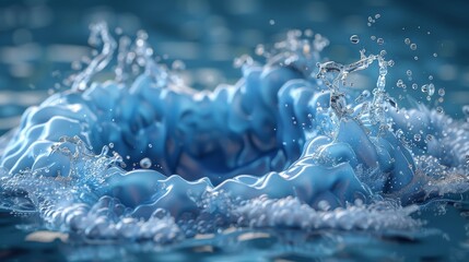 Wall Mural - Blue spiral water splash. 3D illustration.