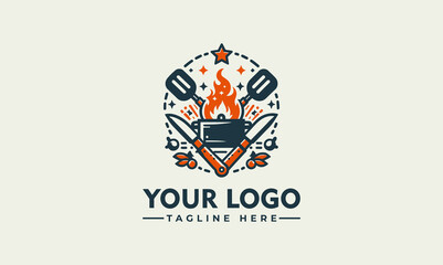 Canvas Print - cooking logo Sketch style cooking lettering. For badges, labels, logo, bakery shop, grill, street festival, farmers market, country fair, shop, kitchen classes, cafe, food studio. Hand drawn vector