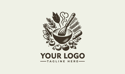 Canvas Print - cooking logo Sketch style cooking lettering. For badges, labels, logo, bakery shop, grill, street festival, farmers market, country fair, shop, kitchen classes, cafe, food studio. Hand drawn vector