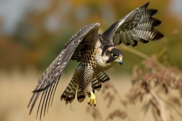 Wall Mural - falcon diving at high speed towards ground