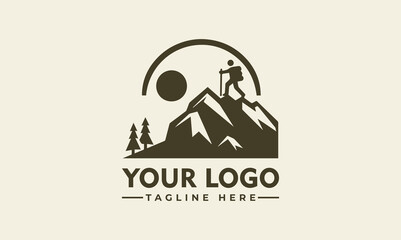 Sticker - Hiking vector logo design Vintage Adventure Mountain logo vector for Hiking Lover