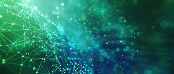 Wavy green neon line digital technology background