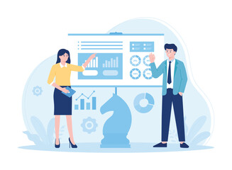 Wall Mural - Employee business strategy report to boss concept flat illustration