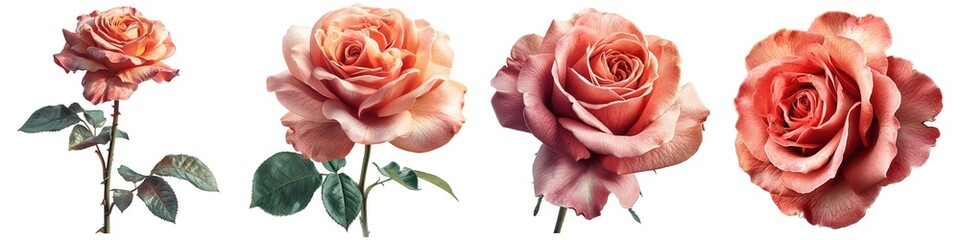Wall Mural - Set of roses isolated on transparent background