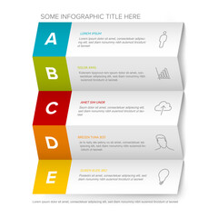 Canvas Print - Multipurpose five steps infographic made from horizontal folded paper