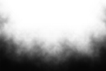 Wall Mural - black dark spooky smoke or fog isolated on white. halloween overlay, steam explosion special effect.