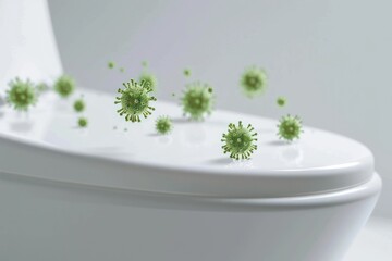 germs on the toilet on a white background. ai generative