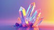 Abstract Iridescent Crystal, Colorful Geometric Shape, Futuristic 3D Render Illustration