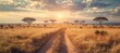 Beautiful landscape with tree in Africa. AI generated illustration