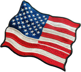 Wall Mural - American flag embroidered patch cut out on transparent background