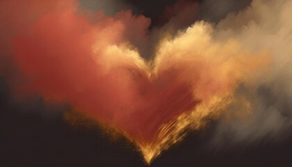 Wall Mural - love concept black background full of red smoke generative