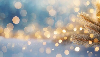 Wall Mural - blue bokeh background abstract blue christmas winter background banner with golden bokeh lights