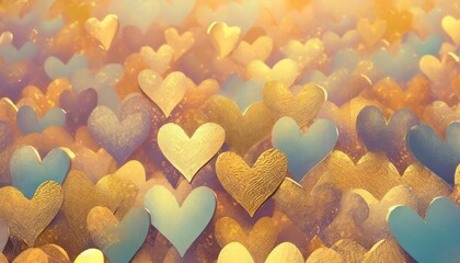 Wall Mural - background with vibrant colored hearts