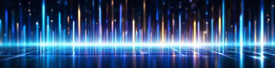 Wall Mural - Abstract colorful illustration colorful lights flying upwards, blurry bokeh background for social media banner, website and for your design, space for text.	