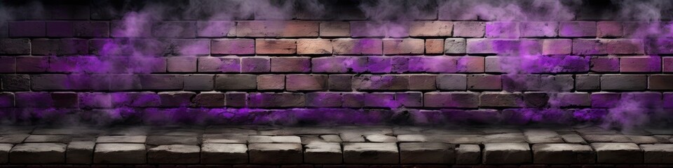 Wall Mural - Abstract illustration old grunge purple brick wall. Background for social media banner, website and for your design, space for text.	