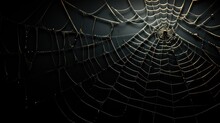 Spider Web In Dark Background For Halloween Or Horror Concept