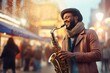 © Michael Böhm - Soulful street musician playing a saxophone