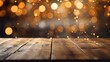The empty wooden table top with bokeh background. Exuberant image. generative ai