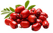 A bountiful pile of vibrant red berries nestled among lush green leaves, creating a stunning contrast of colors
