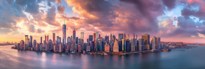 Canvas Print - American City Panorama evoking New York City