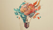 © AI Vision Studio - light bulb and brain paper art work, new idea concept.