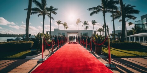 Wall Mural - A private billionaires party with red carpet welcoming entrance for be part of an exclusive membership