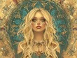 Beautiful Blonde Woman , Concept character Art, Art Nouveau embodies magical and refined essence of era.