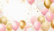 balloon confetti glitter gold pink square border frame background social media post for beauty jewelry content ad template for easter women s day mothers day graduation or wedding