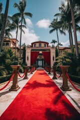 Wall Mural - A private billionaires party with red carpet welcoming entrance for be part of an exclusive membership