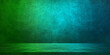 gradient studio background in green and blue neon color tone. leather texture backdrop for design. space for selling products on the website. green, cyan, blue banner background for advertising.