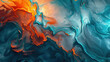 4K wallpaper merges teal-orange hues, unique shapes/textures, resonating with modern art and design innovation, super realistic