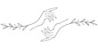 © sense - Two hands reaching out to each other. Help and support concept. Minimalistic vector illustration in line art style