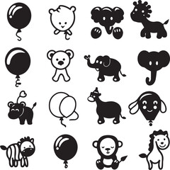 Wall Mural - Balloon Animals silhouettes bubble 