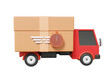 Timer fast delivery truck with parcel box isolated on transparent background. Logistics shipment transportation business concept. 3d render. illustration