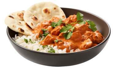 Wall Mural - A bowl filled with aromatic rice and flavorful chicken curry, creating a delicious and satisfying meal