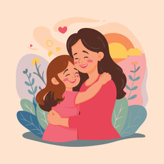 Wall Mural - Moments of Joy: Mother and Daughter Share Mother's Day Happiness