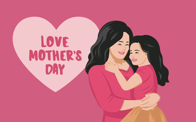 Wall Mural - Heartfelt Affection: Mother and Daughter Rejoice on Mother's Day