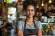portrait of small business owner woman in cafe setting