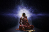 Fototapeta Las - Buddhist monk in the cosmos